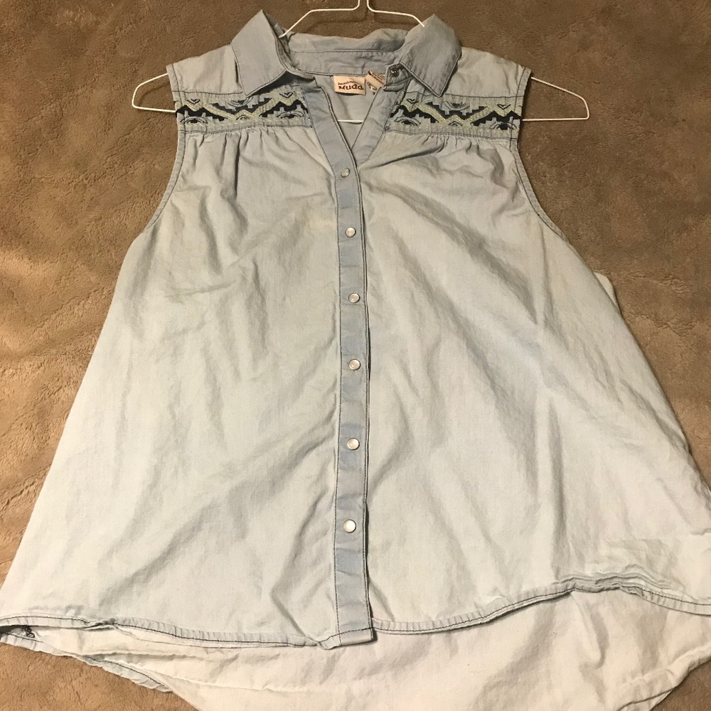 Denim Sleeveless Blouse